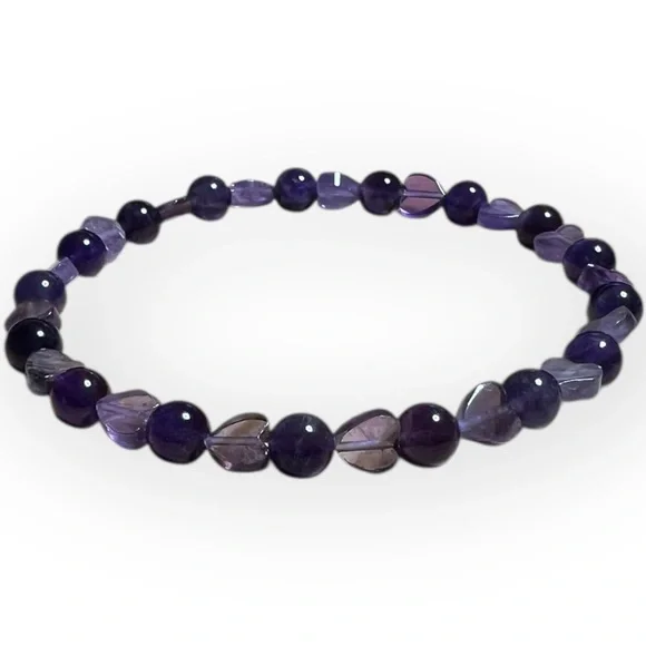 6mm Amethyst Heart Bracelet - Picture 2 of 2